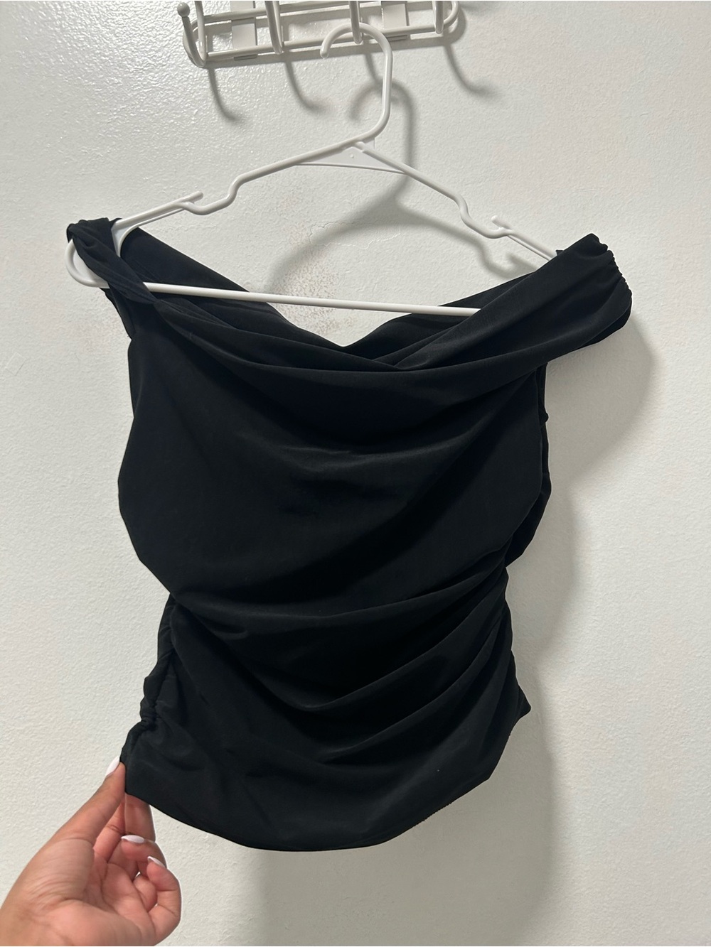 Zara Black Off-Shoulder Draped Top